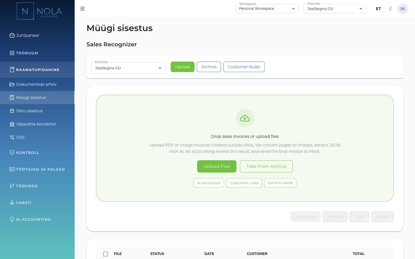 Nola sales invoice recognition